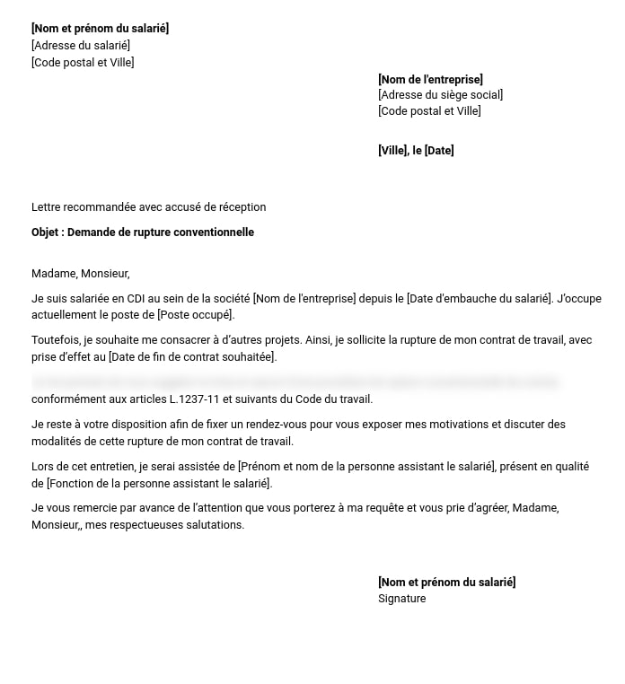 Exemple De Lettre De Rupture Conventionnelle JLGNY