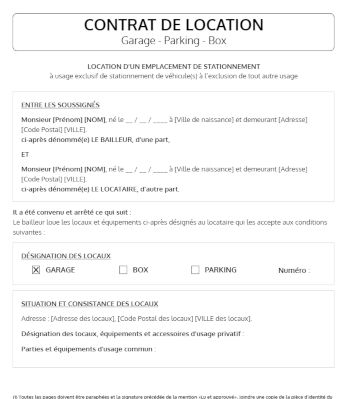 Bail Garage Et Parking Contenu Mentions L gales Et Exemples 