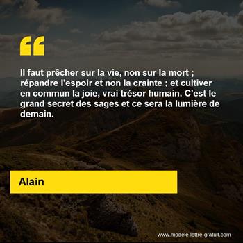 Il Faut Precher Sur La Vie Non Sur La Mort Repandre L Espoir