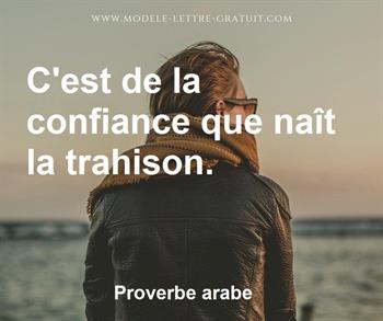 Proverbe Arabe A Dit C Est De La Confiance Que Nait La Trahison