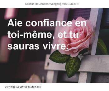 Johann Wolfgang Von Goethe A Dit Aie Confiance En Toi Meme Et