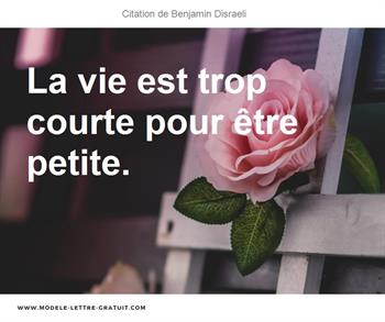 Benjamin Disraeli A Dit La Vie Est Trop Courte Pour Etre Petite